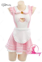 women cute lingerie bodysuit skirt set cat girls pink princess maid dress cosplay costume