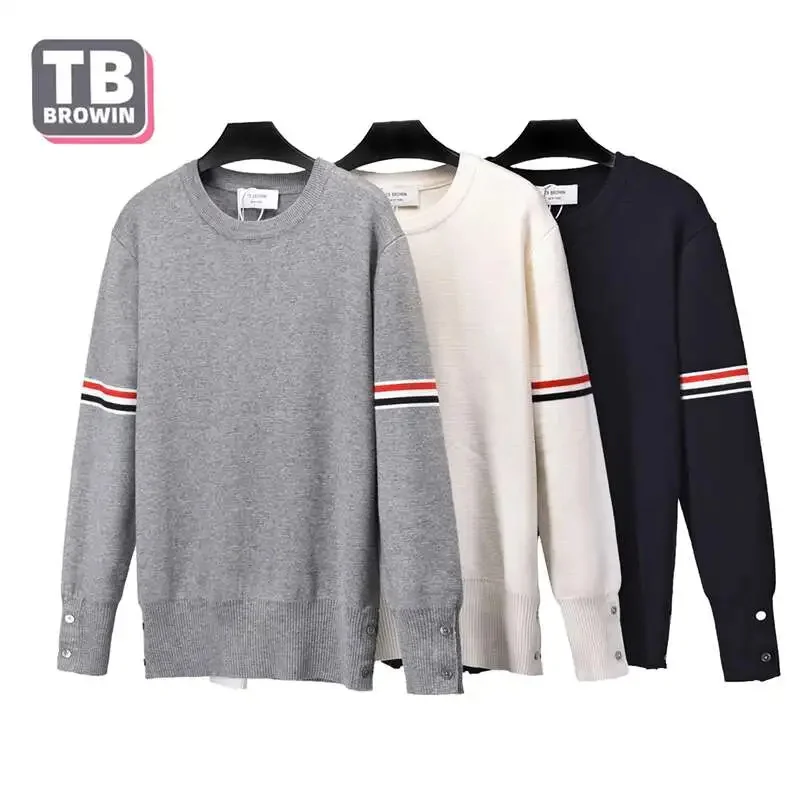 

TB BROWIN- en tricot Thom pour homme, rayé en laine, manteau décontracté, marque de mode de luxe, 4 barres, automne et