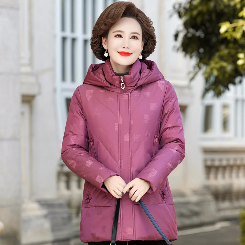 Winter Down Coat Ladies 2022 New Brand Casual Middle-aged Woman Parkas Hooded High Quality Elegant Thick Warm Puffer Jacket