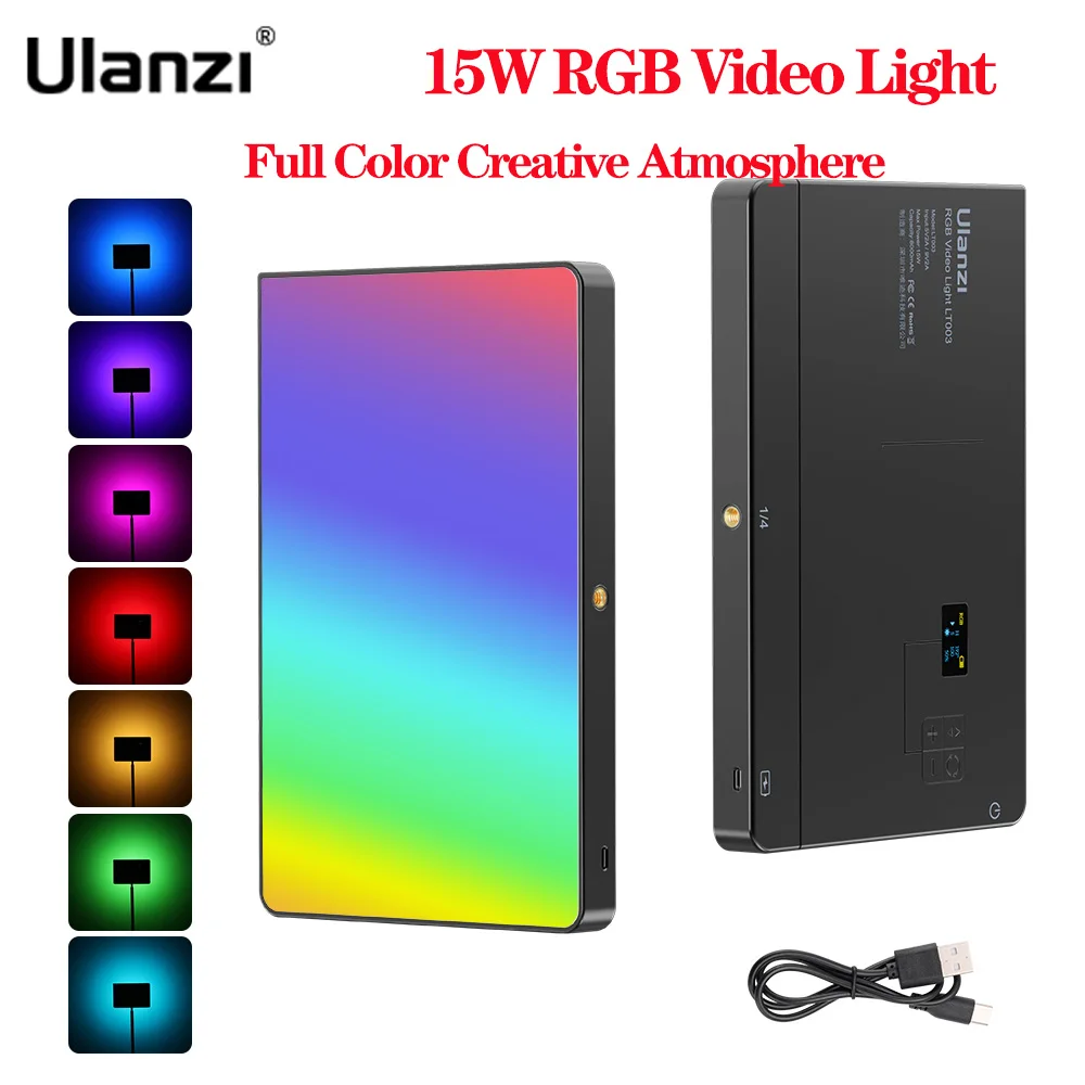 Enlarge Ulanzi LT003 Lights 15W 8000mAh RGB Video Light Full Color Panel Light Rechargeable Photography Studio Camera Lamp 2500-9000K