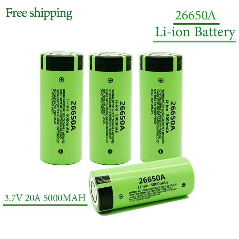 

Freight Free Rechargeable Battery Original 26650A 3.7V 20A 5000MAH Lithium Ion for Flashlights, Calculators, Hair Clipper