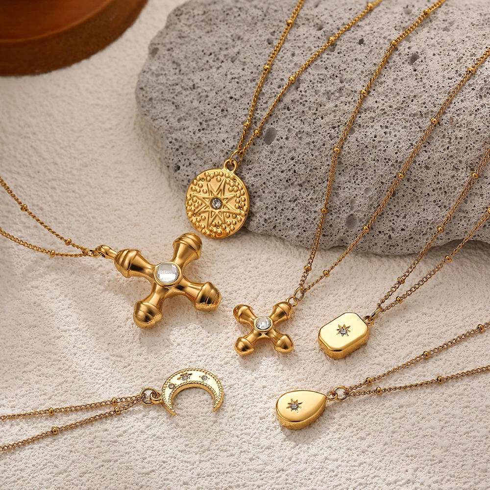 Ожерелье с подвеской в виде толстого креста стиле ретро