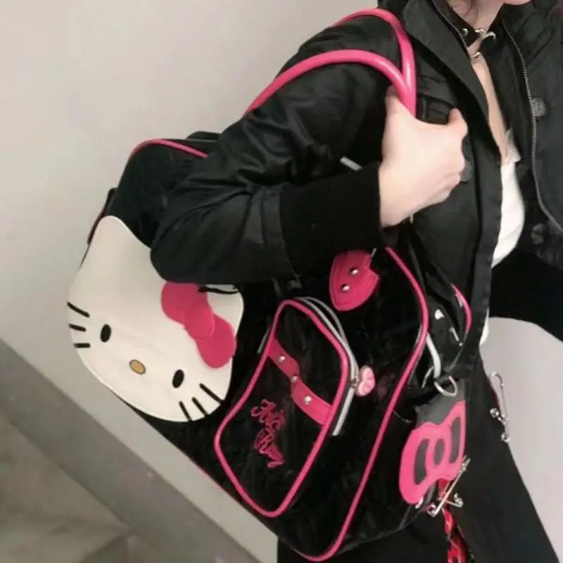 

Kawaii Sanrios Hello Kitty Cartoon High Capacity Handbag Messenger Bagtravel Bag Girls Fashion Travel Bag Pu Surface Bright