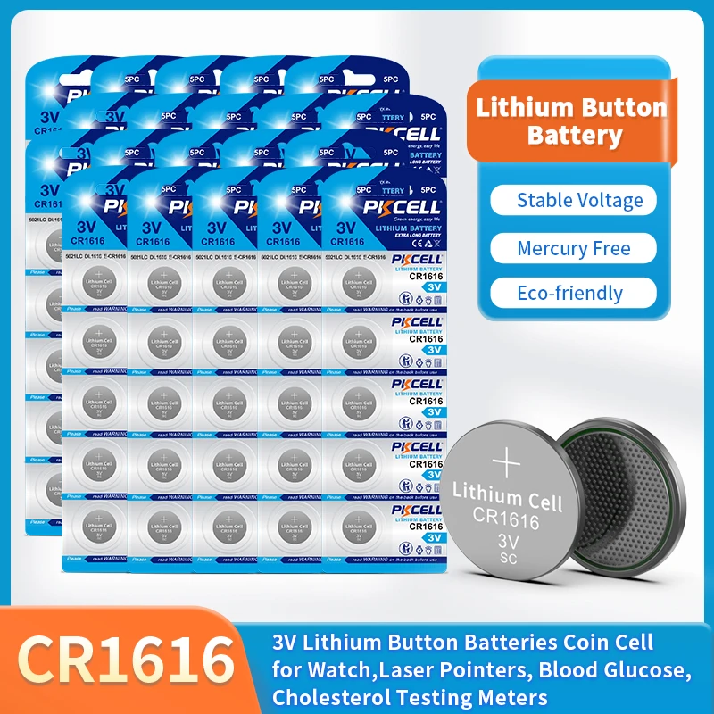 5-100 шт., Литиевые кнопочные элементы питания CR1616 3 в DL1616 ECR1616
