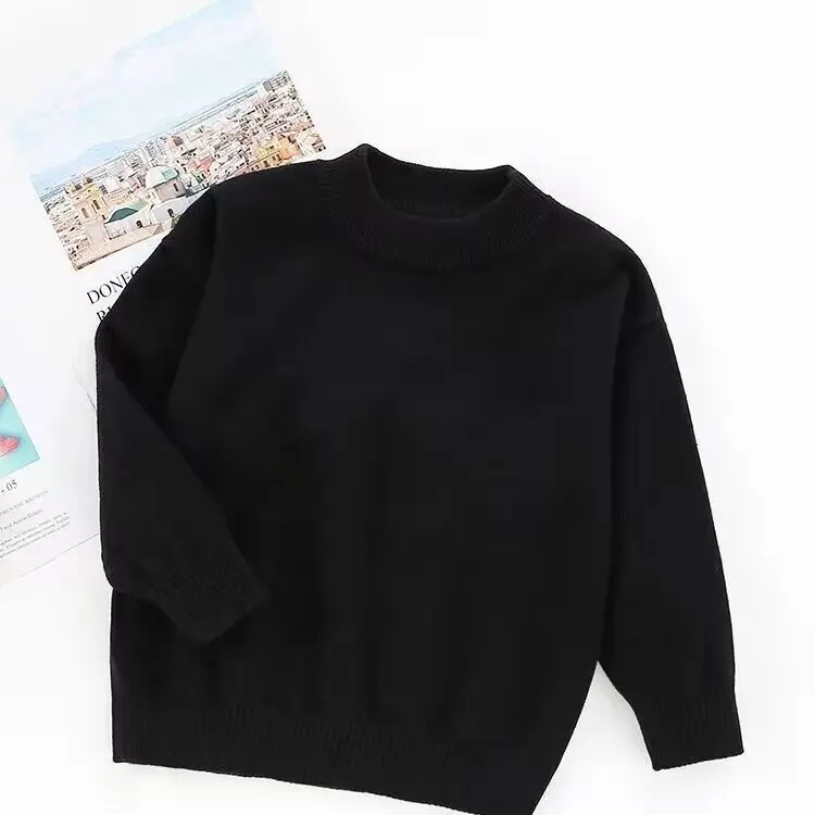 Детская повседневная толстовка для мальчиков и девочек черный свитер пуловер с