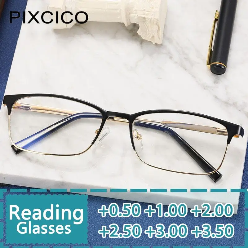 

R56763 New Men Ultralight Tr90 Reading Glasses Dioptric +0.5 ~ +3.0 Women Luxury Metal Legs Spring Hinge Presbyopic Eyewear