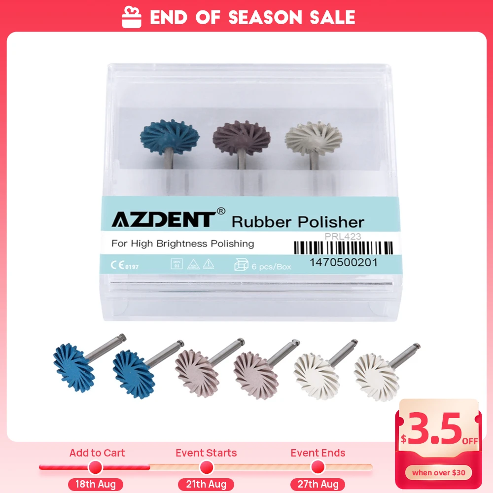 6pcs/Set AZDENT Dental Rubber Polisher Composite Resin Polis