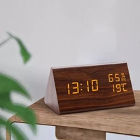 digital clock led wooden alarm clock table sound control electronic clocks desktop usbaaa powered desperadoes home table decor