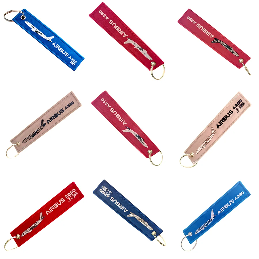 

1PC Fashion Trinks With Airplane Letters Airbus Double Sided Embroidery Keychains Luggage Tags Airplane Crew Christmas Gifts