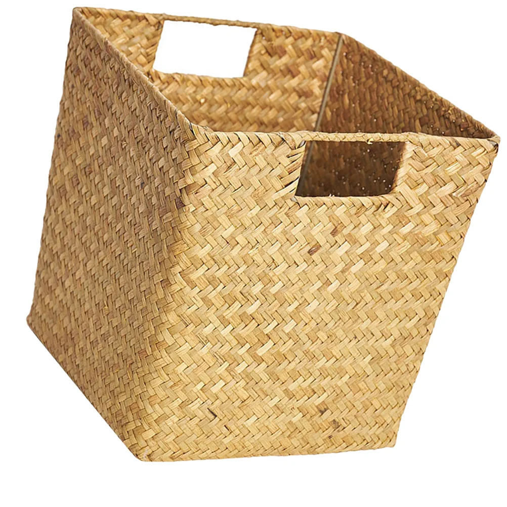 

1 Pc Waste Container Wash Waste Basket Woven Storage Organizer Rattan Trash Can Seagrass Pot Woven Laundry Bin
