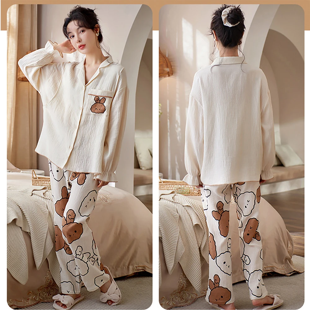 Pregnant Woman Sleepwear 100% Cotton Comfortable Pajamas Sets Plus Size Womens Breastfeeding Clothing Sweet Print Pijama Outfits