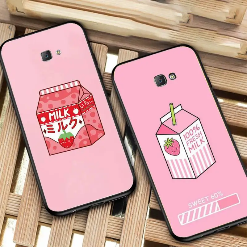 

Kawaii Strawberry Milk Box Phone Case for Samsung J 2 3 4 5 6 7 8 prime plus 2018 2017 2016 core