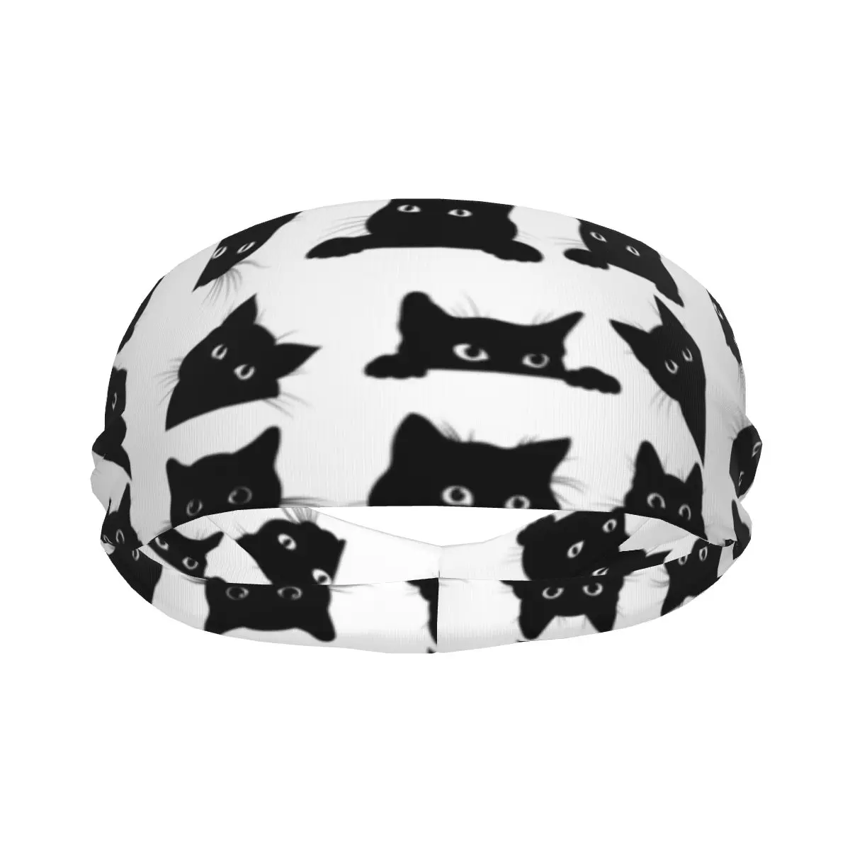 

Sports Headband Black Cats Looking Out Of The Corner Running Fitness Sweatband Absorbent Cycling Jog Hair Bandage