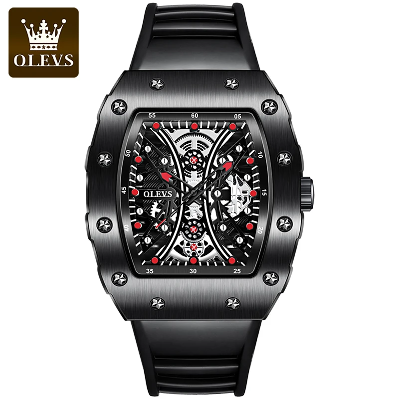 

OLEVS Men's Watch Top Brand Luxury Quartz Watch Black Silicone Strap Waterproof Casual Clock Fashion Men Watch Relogio Masculino