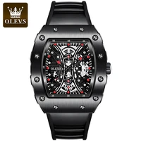 olevs mens watch top brand luxury quartz watch black silicone strap waterproof casual clock fashion men watch relogio masculino