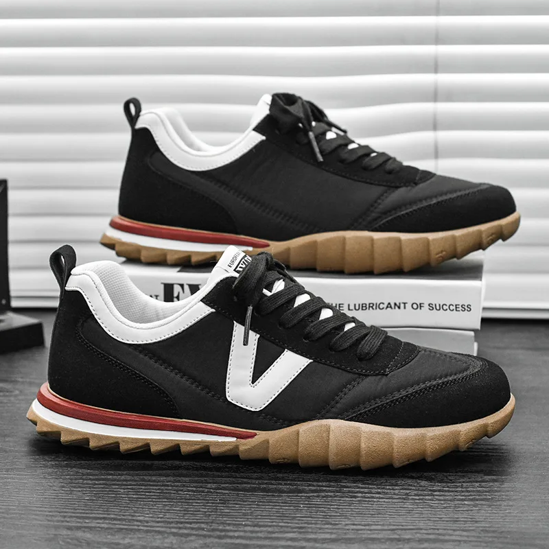 

Men Casual Sneaker Mesh Leather Splicing for Men Anti-slip Light Tennis Shoes Breathable Soft Bottom Gym Trainer Running Shoes