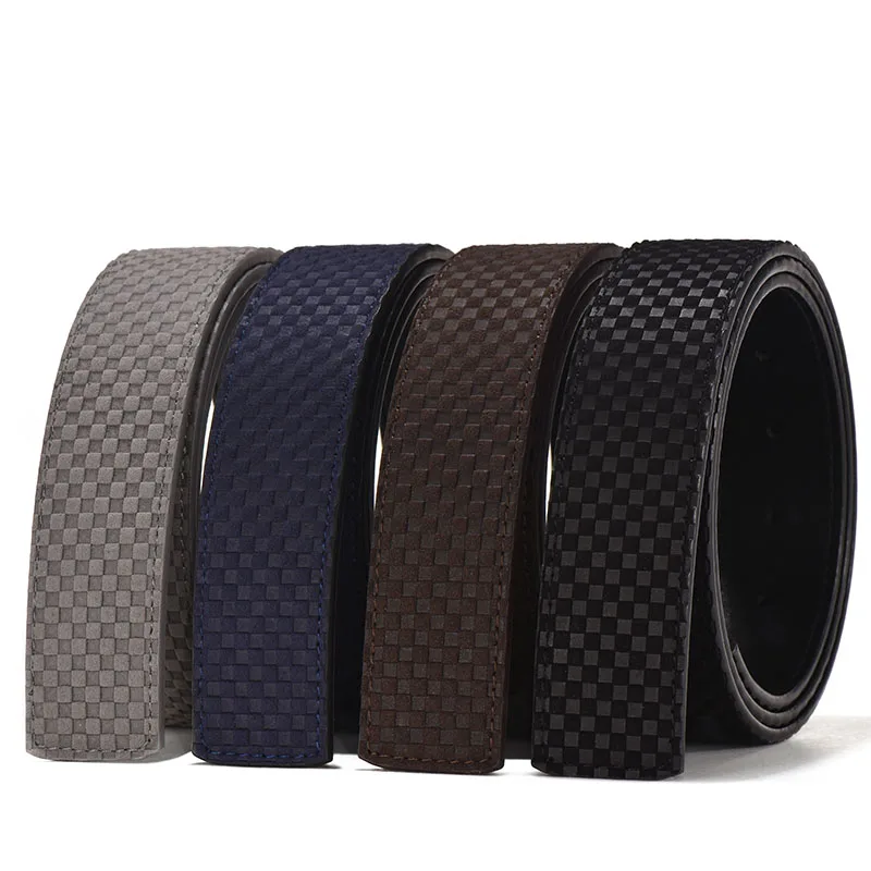Buckle Free Luxury Fashion Men's Leather Belt High Quality Business Casual Cowhide Exquisite Texture Waistband Lattice