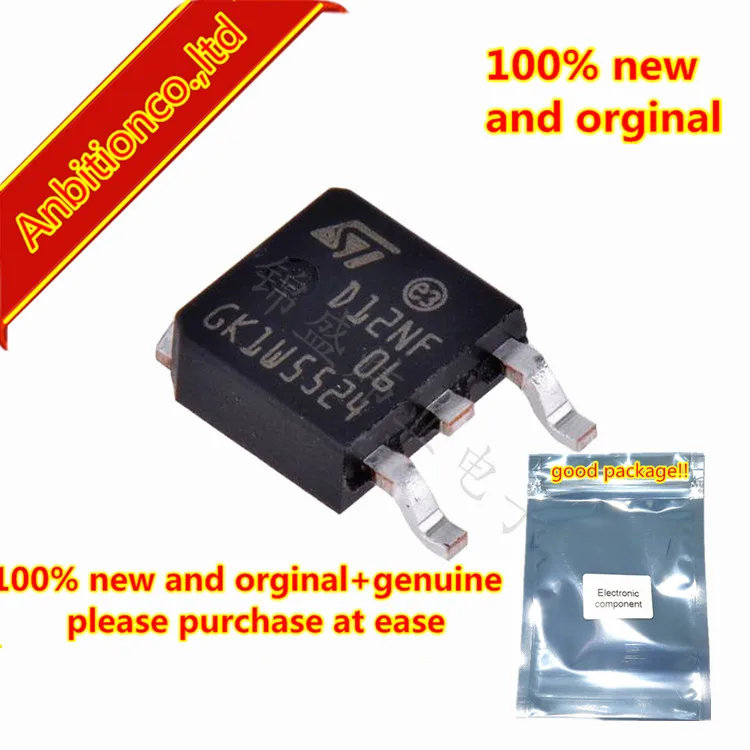 

10pcs 100% new original STD12NF06T4 D12NF06 TO-252 N-channel 60V - 0.08 - 12A - DPAK - IPAK STripFET II Power MOSFET in stock