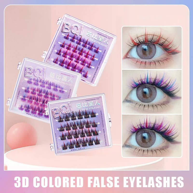 

3D Кластерные цветные индивидуальные ресницы Красный Фиолетовый Синий Розовый Белый Профессиональный макияж Искусственные ресницы