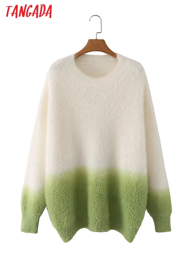 

Женский вязаный свитер с длинным рукавом и круглым вырезом