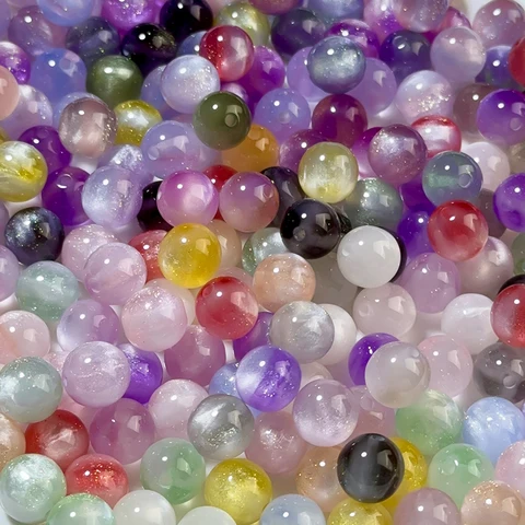 Круглые бусины из смолы AGCFABS, меняющие цвет, 10/12 мм, 10 шт.