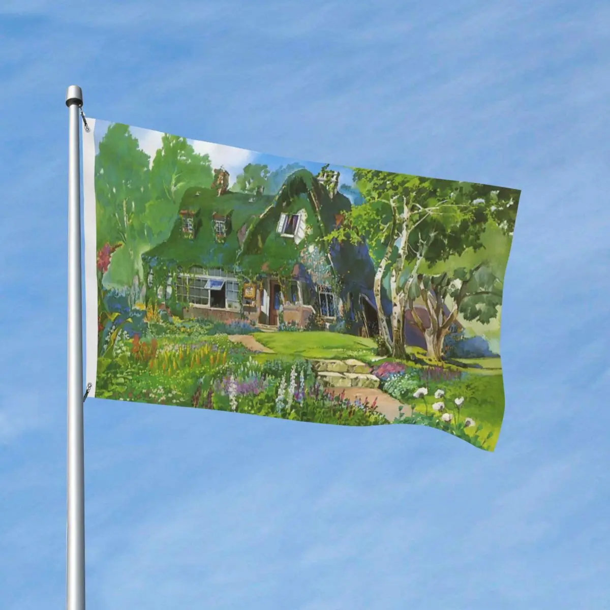 

Kiki's Delivery Service Cottagecore Vibes Flag Decor Modern Outdoor Lawn Vibrant Colors Drapey Delicate