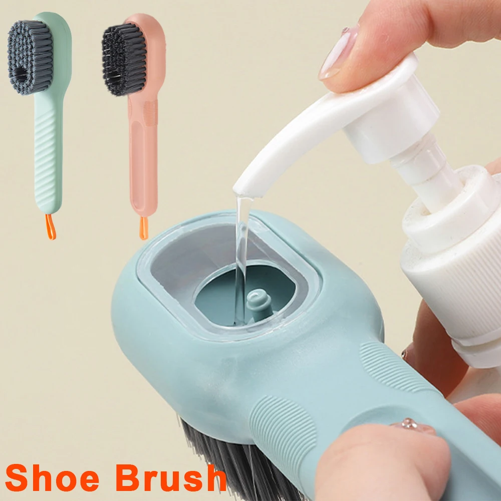 

Plastic Shoe Brushes With Soap Dispenser Long Handle Soft Bristles Brush Cleaner Household Laundry Cleaning Brush For Daily Use