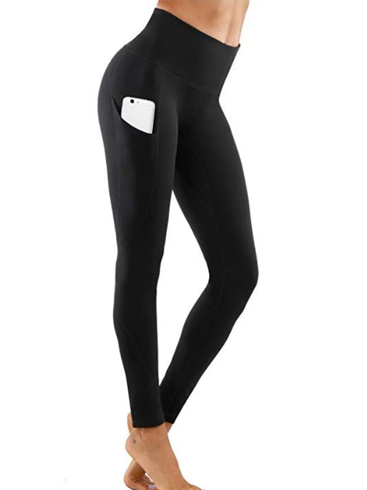 

2022 New High Waist Leggings Women Push Up Leggins Sport Pockets Fitness Running Yoga Pants Energy Elastic Solid Trousers