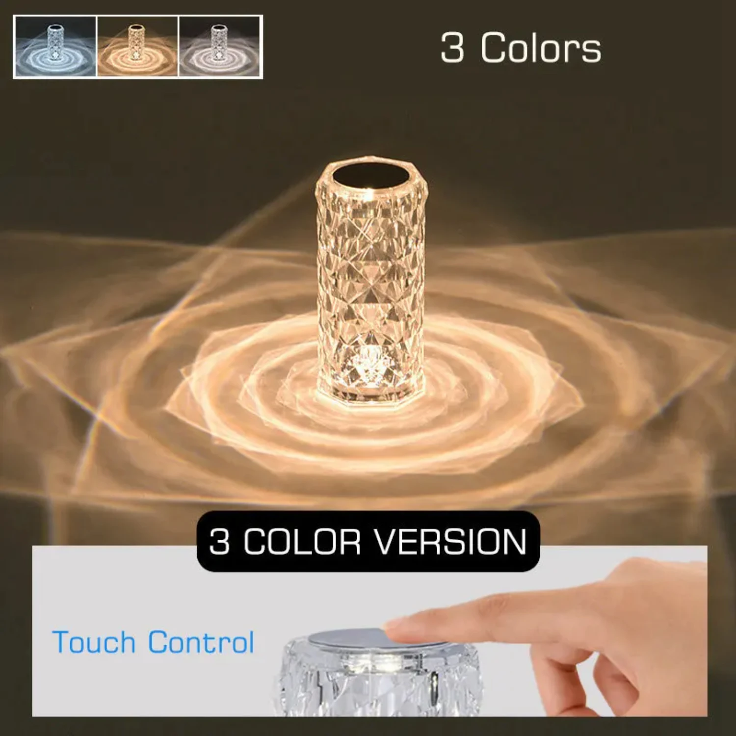 Хрустальный светодиодный ночник Romm Decor Light USB перезаряжаемая окружающая лампа