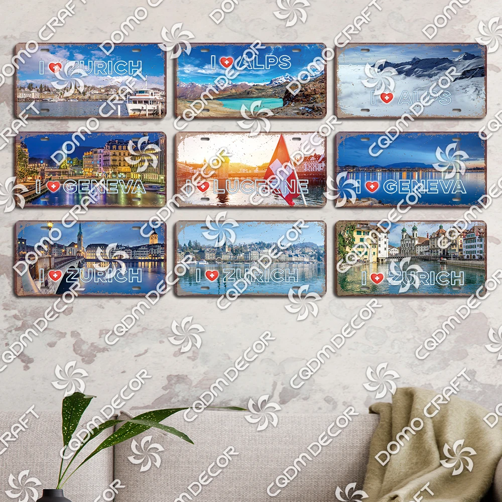 I Love Постер &quotШвейцария&quot номерные знаки в стиле ретро декор для стен доме