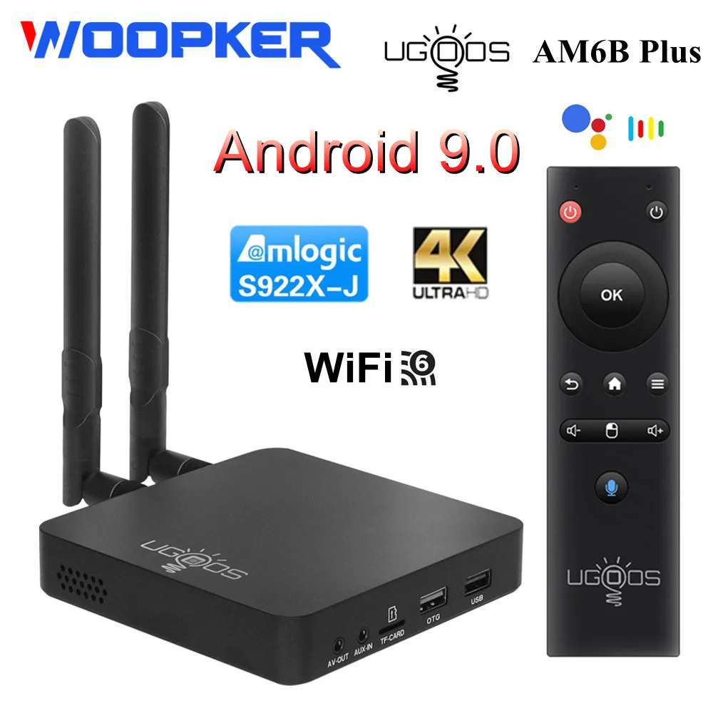 

Ugoos AM6B Plus Android 9 TV Box Amlogic S922X-J DDR4 4GB 32GB 4K HD Media Player 1000M LAN WiFi6 BT5.0 OTT AM6 Plus Set Top Box