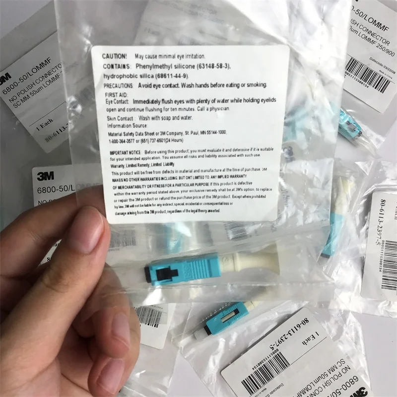 100PCS 3M 6800-50/LOMMF No Polish Fiber Optic Fast Connector SC MM 50μm LOMMF 250/900 quick connector