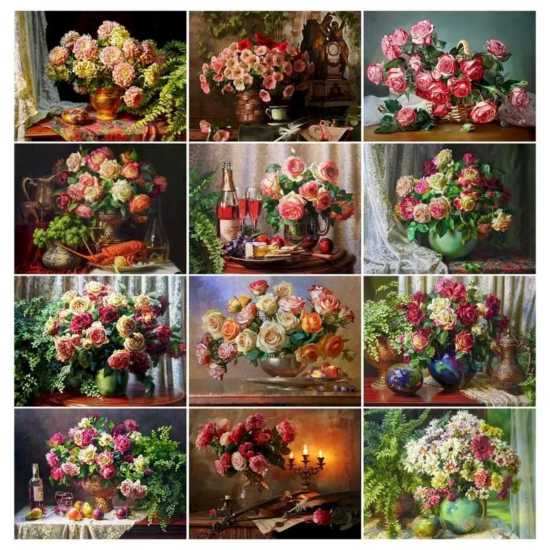 

RUOPOTY 60x75cm Painting by numbers For kids Drawing On Canvas Flowers DIY Pictures By Numbers Adults Crafts Home Decoration