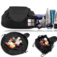 portable travel lazy cosmetic bag fold organizer women drawstring crossbody makeup cases toiletry beauty and hygiene kit storage