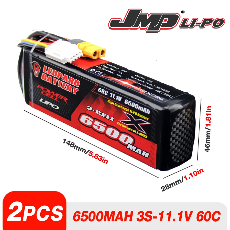 

2 шт., JMP lipo 6500 мАч 3S 11,1 В 60C, размер: 28*46*148 мм