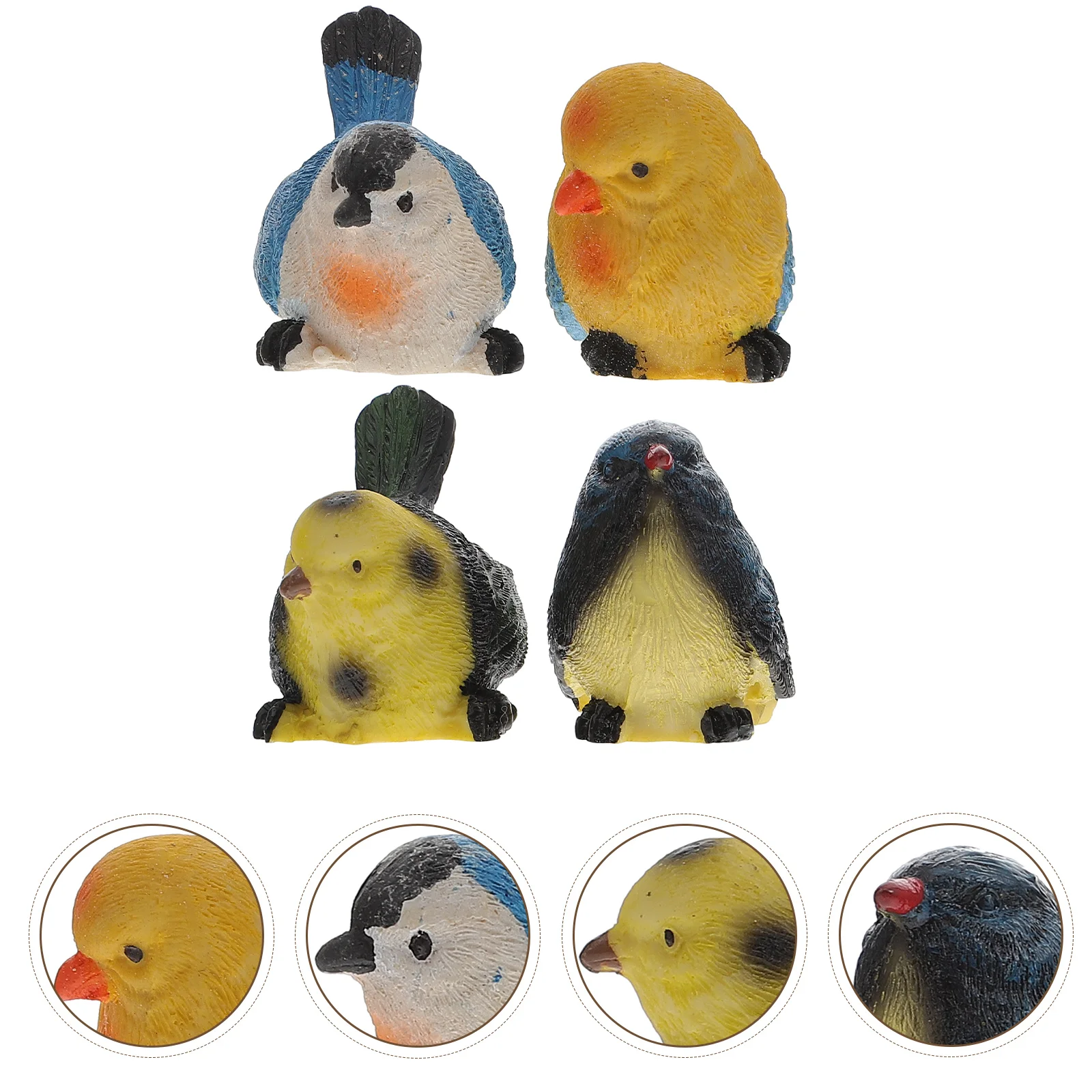 

4Pcs Bird Resin Figurines Household Garden Landscape Ornaments Bird Models