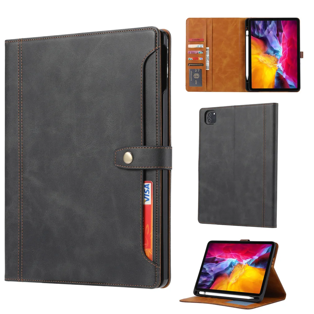 

iPad Pro 11 2021 Leather Cover Business Case For iPad 11" 2020 Casing With Card Slot Wallet Stand Sleeve Pen Slot For iPad Air 4