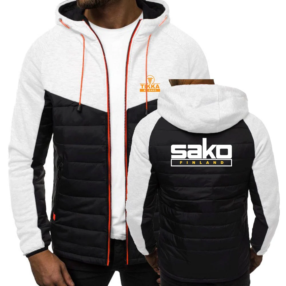 Мужская зимняя хлопковая куртка с капюшоном и на молнии |