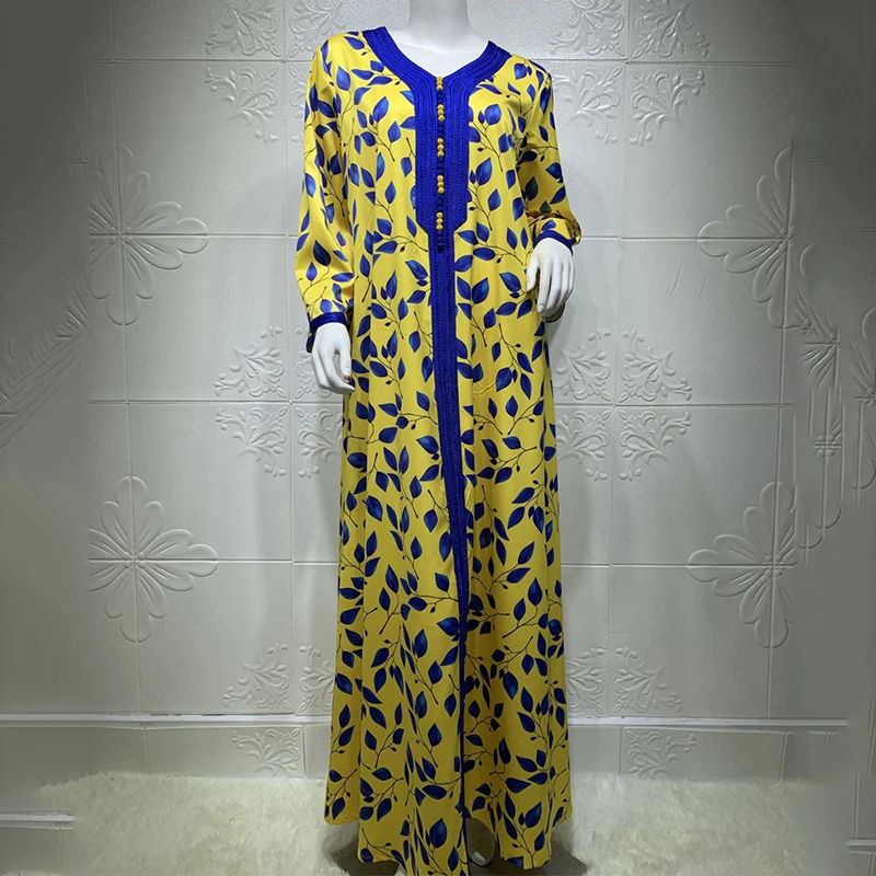 

Abaya Dubai Turkey Muslim Boho Dress 2021 Women Kaftan Abayas African Print Long Sleeve Dresses Elegant Ladies Wedding Party