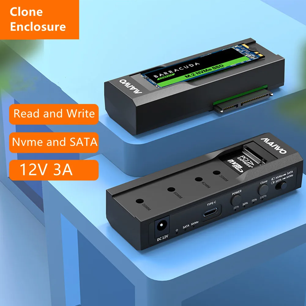 

Док-станция Dual bay m.2 Nvme для жестких дисков и жестких дисков SATA, док-станция типа C 3,1, корпус для жестких дисков 2,5/3,5 дюйма