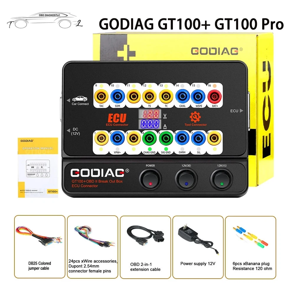 

Разрывная коробка GODIAG GT100 + GT100 Pro GT10 Pro OBD2 с электронным дисплеем тока, работает с Xhose vdi2/AUTEL IM608/CGDI Prog