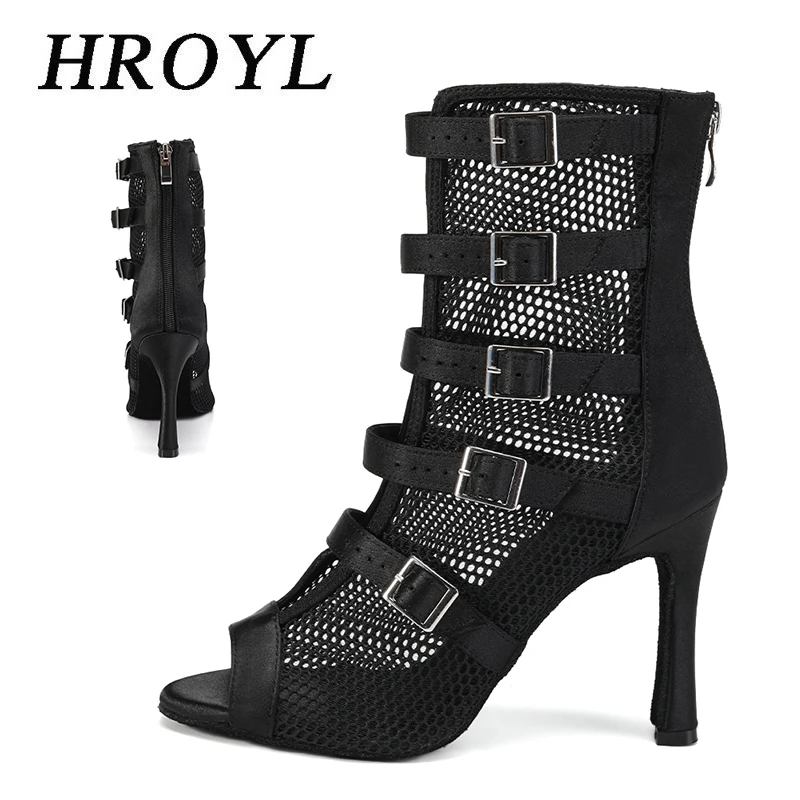 

2022 HROYL Women Girls Silk/PU Latin Salsa Tango Ballroom Dancing Shoes Ladies Soft Bottom Modern Dance Shoes Professional