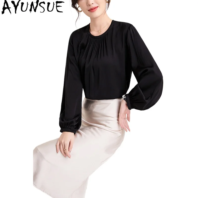 Женская блузка из шелка тутового шелкопряда свободного покроя