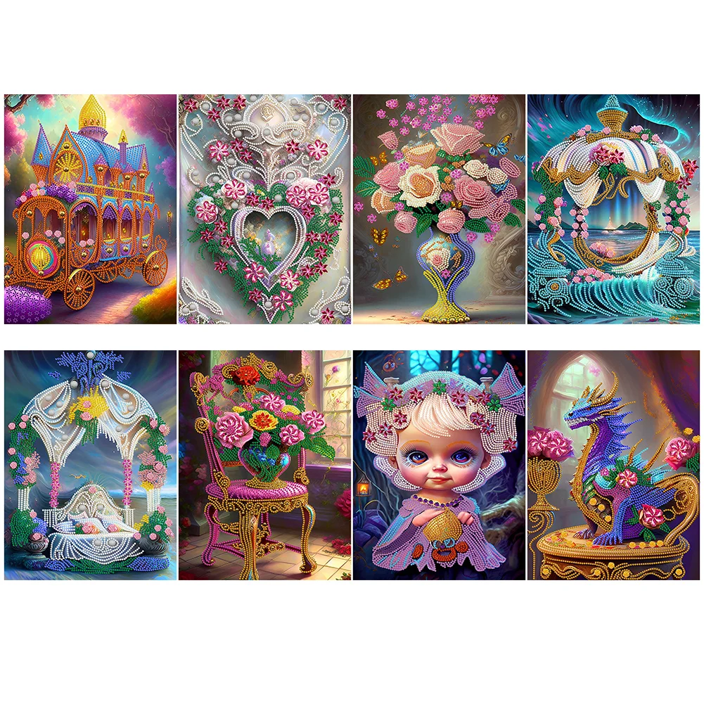 

Partial Special Shaped Drill 5D DIY Flower Girl Diamond Painting Kit Jewelry Cross Stitch Diamond Rhinestones Paintings