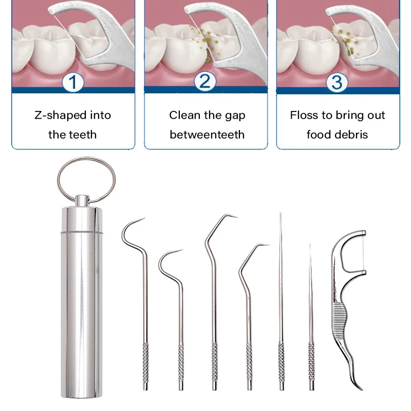 

7 шт./набор, зубочистки из нержавеющей стали