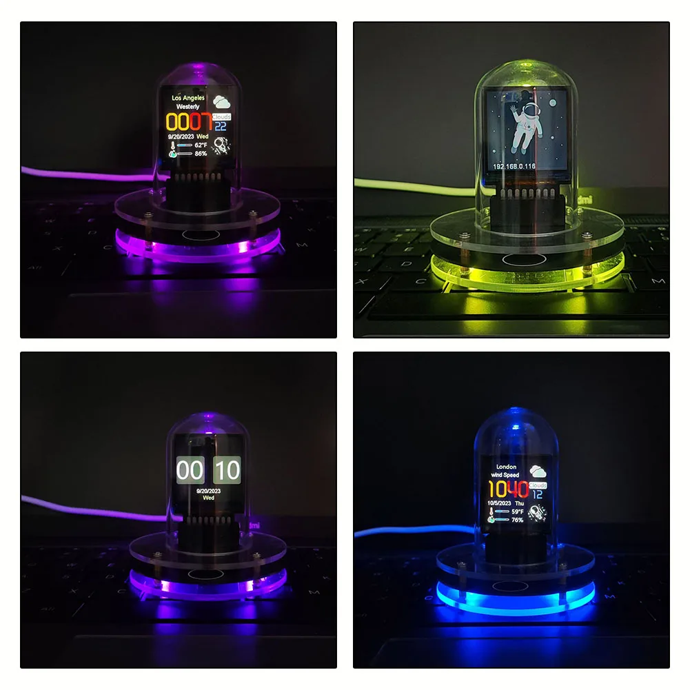 Tube Clock Smart Wifi Glow Diy Clocks Cyber-punk Style Cyfrowy zegar stołowy Wyświetlacz wizualny Wymienna automatyczna aktualizacja