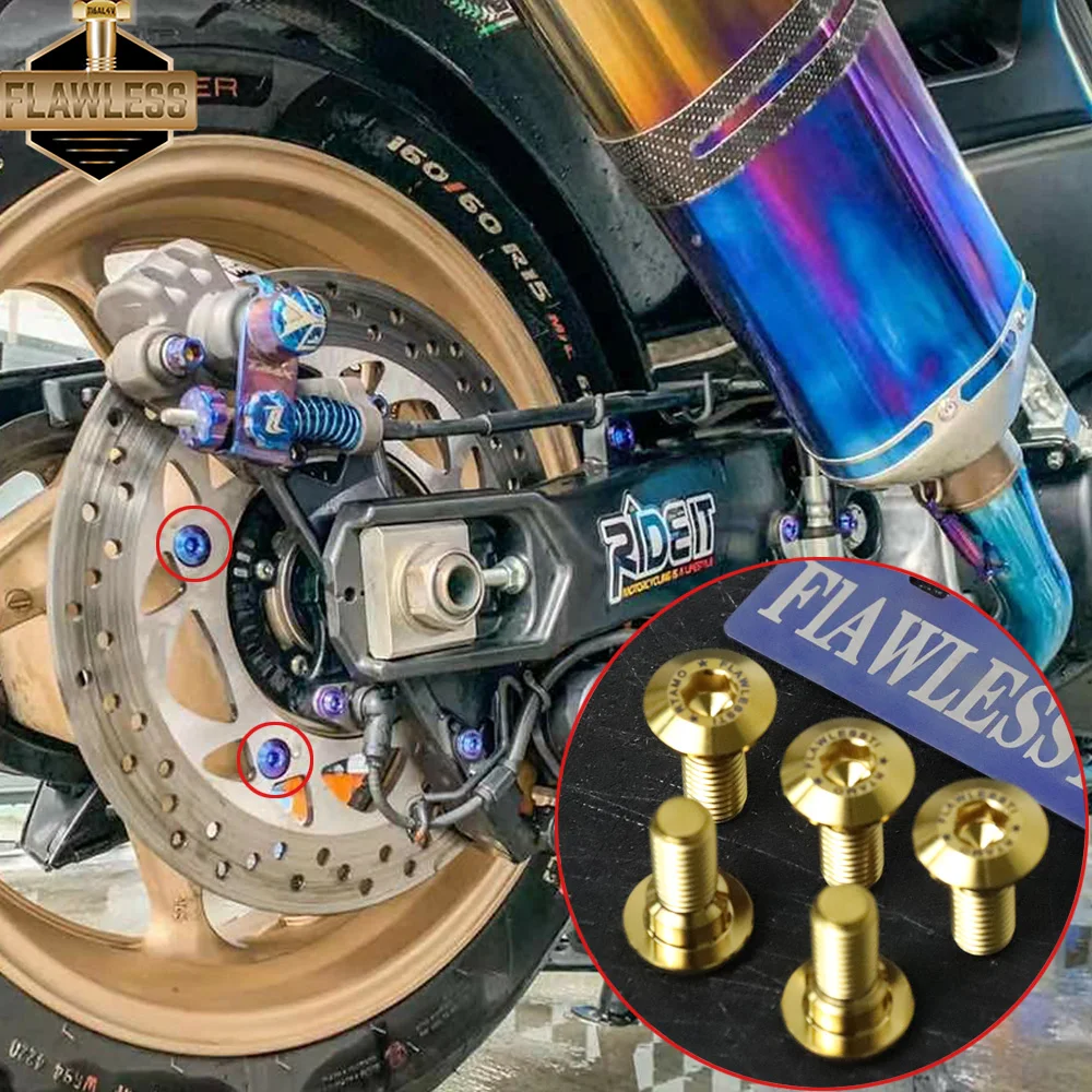 

FLAWLESSTI Gr5 Титановый болт масляного бака Тормозной насос Передний и задний тормозной диск Суппорт ABS Дисковый болт для Yamaha Tmax 560 530 2015-2024
