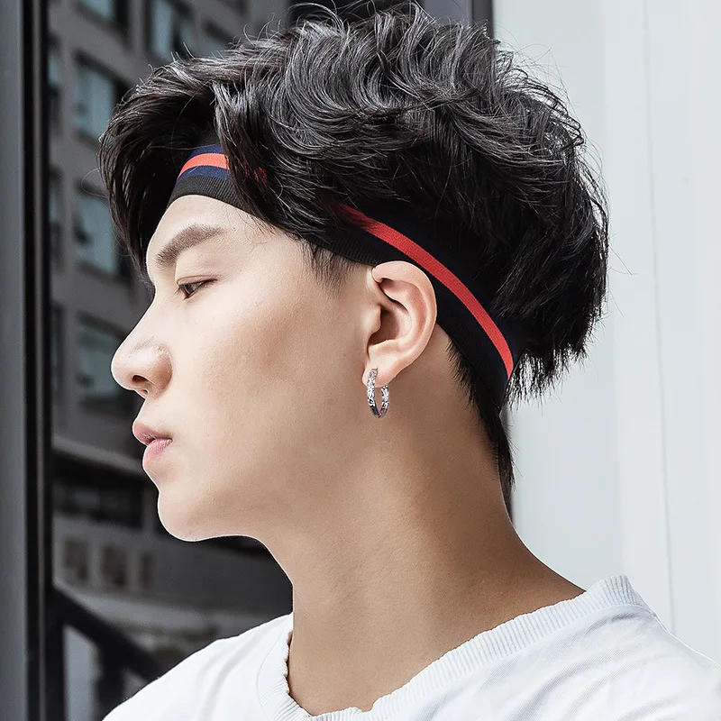 

Male's Hoop Earrings Luxury 925 Sterling Silver Earrings for Men Simple Engraved Pattern Fine Jewelry Earrings Gifts for Boys