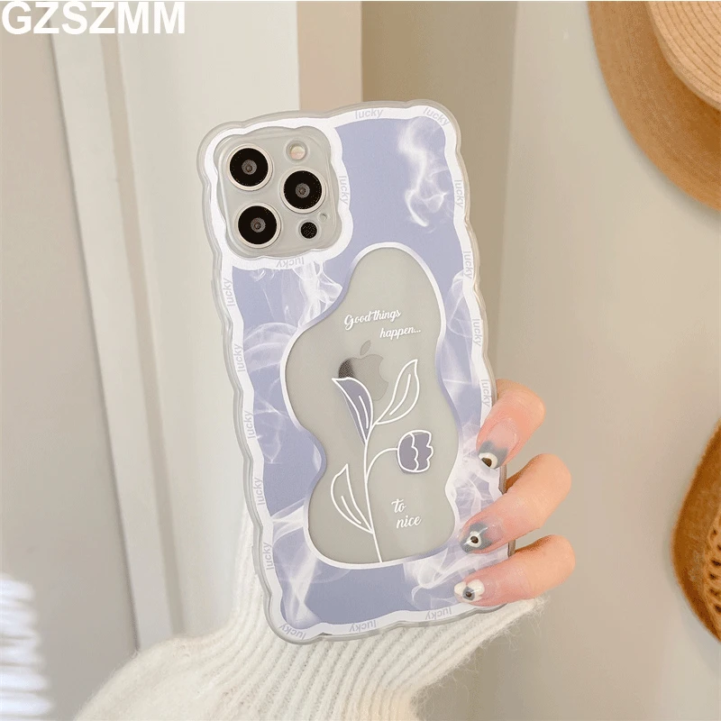 Чехол для Iphone 12 Pro Max X Xr Xs чехлы с волнообразными краями и свежими цветами 11 13