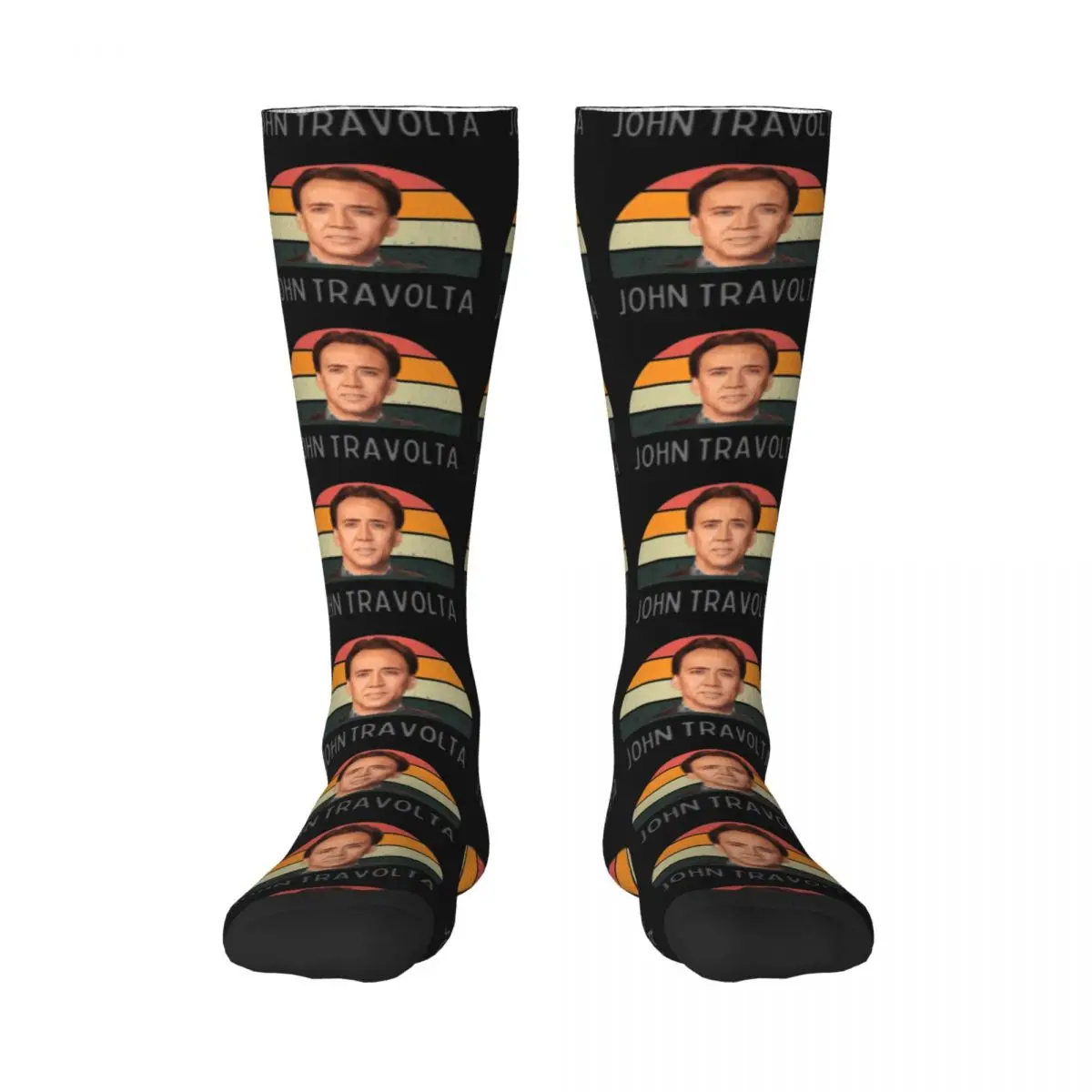 

Nicolas Cage John Travolta Face 14 Contrast color socks INS style Elastic Stockings Nerd Funny Graphic Adult Stockings